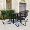  5 részes polyrattan és üveg kültéri étkezőgarnitúra