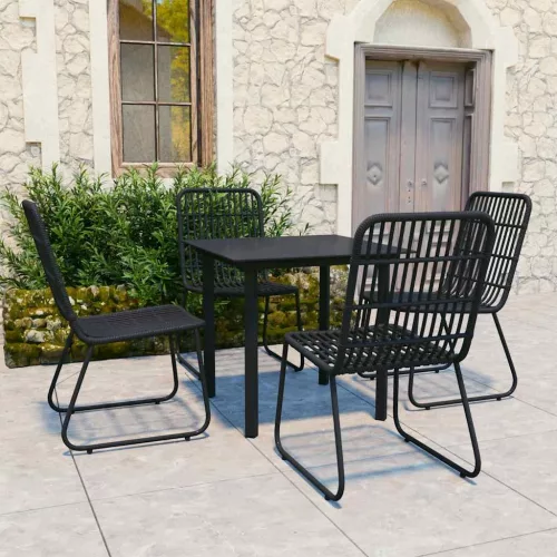  5 részes polyrattan és üveg kültéri étkezőgarnitúra