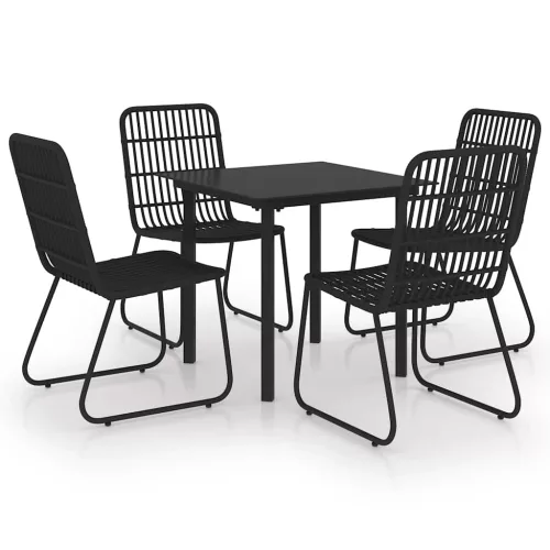  5 részes polyrattan és üveg kültéri étkezőgarnitúra