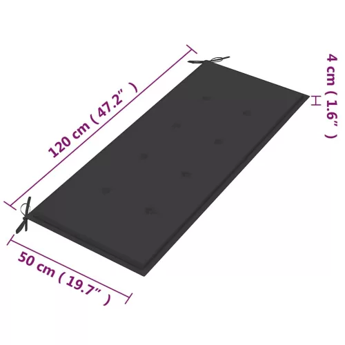  2 személyes tömör eukaliptuszfa kerti pad párnával 120 cm