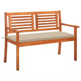    2 személyes tömör eukaliptuszfa kerti pad párnával 120 cm