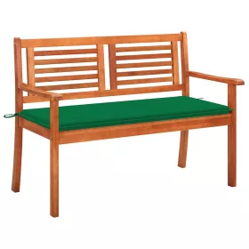    2 személyes tömör eukaliptuszfa kerti pad párnával 120 cm