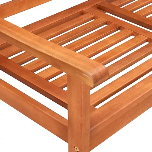  2 személyes tömör eukaliptuszfa kerti pad párnával 120 cm