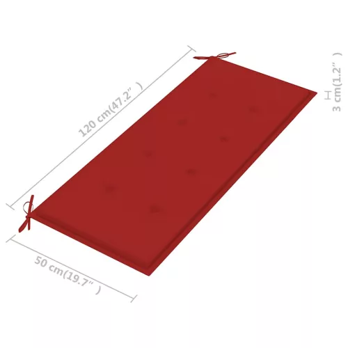  2 személyes tömör eukaliptuszfa kerti pad párnával 120 cm