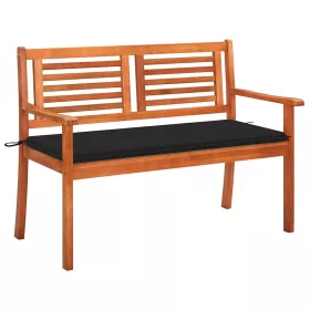    2 személyes tömör eukaliptuszfa kerti pad párnával 120 cm