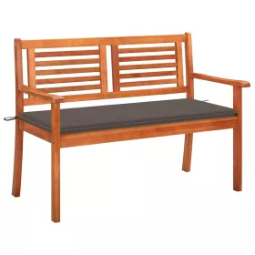    2 személyes tömör eukaliptuszfa kerti pad párnával 120 cm