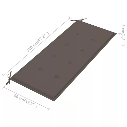  2 személyes tömör eukaliptuszfa kerti pad párnával 120 cm