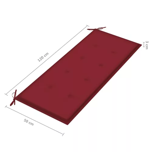  2 személyes tömör eukaliptuszfa kerti pad párnával 120 cm