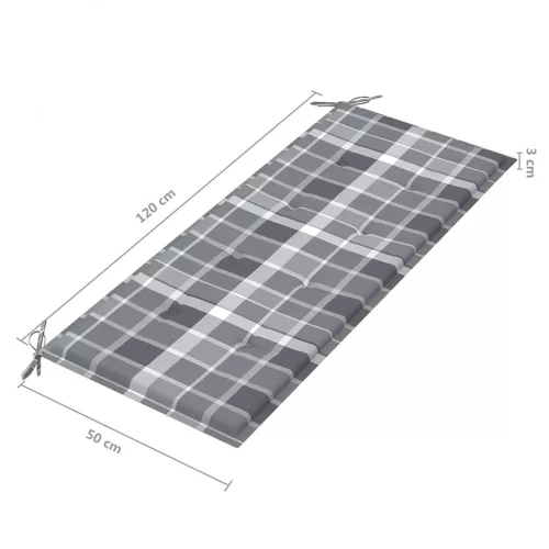  2 személyes tömör eukaliptuszfa kerti pad párnával 120 cm