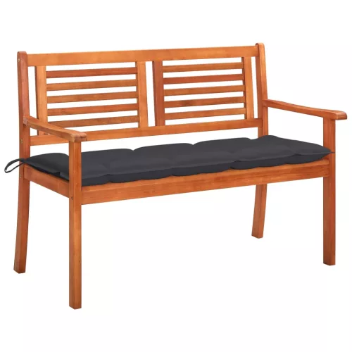  2 személyes tömör eukaliptuszfa kerti pad párnával 120 cm