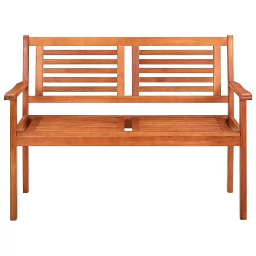  2 személyes tömör eukaliptuszfa kerti pad párnával 120 cm