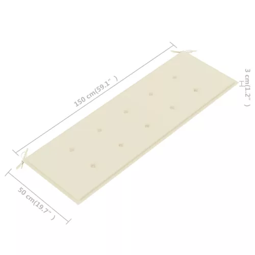  3 személyes tömör eukaliptuszfa kerti pad párnával 150 cm