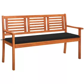    3 személyes tömör eukaliptuszfa kerti pad párnával 150 cm