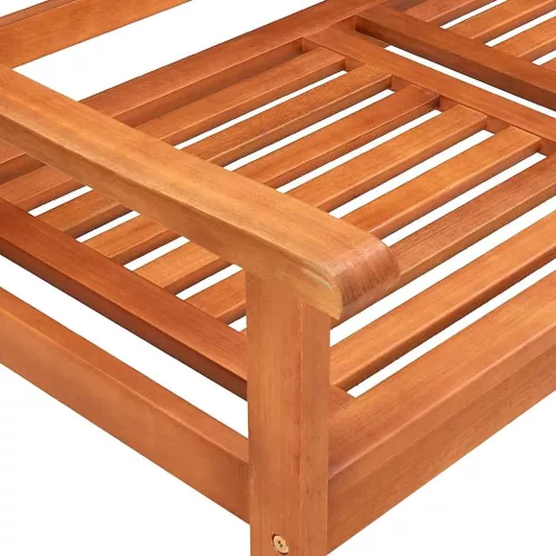  3 személyes tömör eukaliptuszfa kerti pad párnával 150 cm