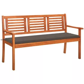    3 személyes tömör eukaliptuszfa kerti pad párnával 150 cm