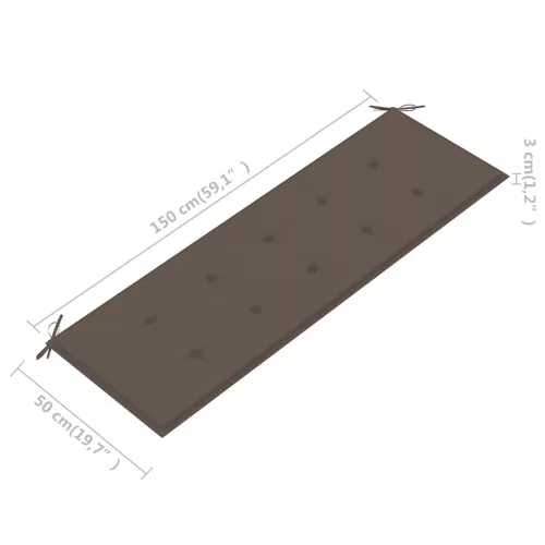  3 személyes tömör eukaliptuszfa kerti pad párnával 150 cm