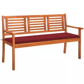    3 személyes tömör eukaliptuszfa kerti pad párnával 150 cm