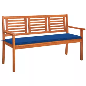    3 személyes tömör eukaliptuszfa kerti pad párnával 150 cm