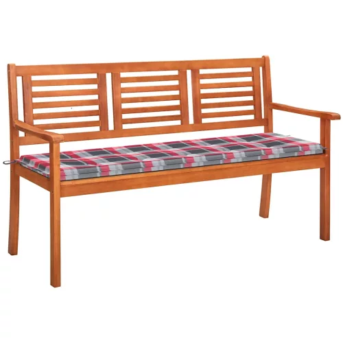  3 személyes tömör eukaliptuszfa kerti pad párnával 150 cm