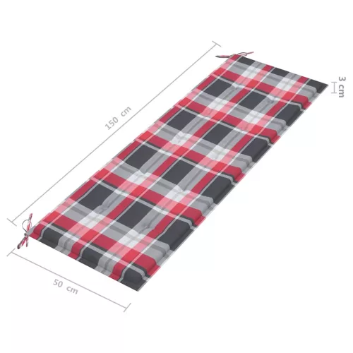  3 személyes tömör eukaliptuszfa kerti pad párnával 150 cm