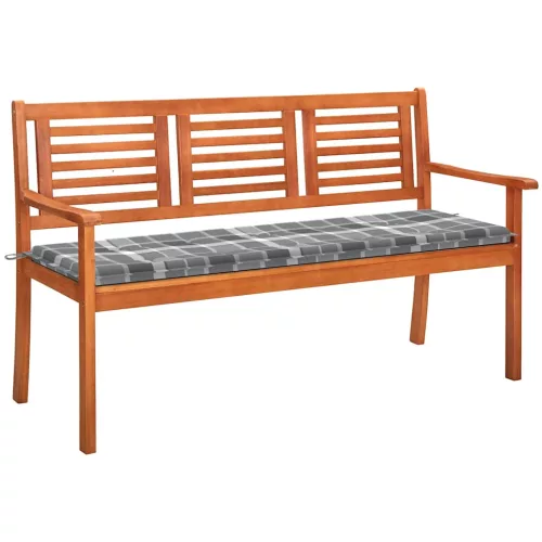  3 személyes tömör eukaliptuszfa kerti pad párnával 150 cm