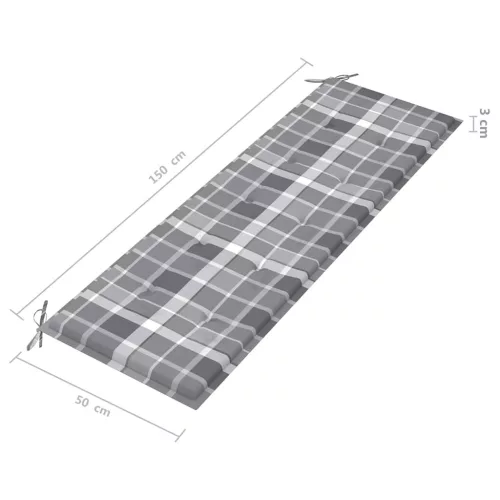  3 személyes tömör eukaliptuszfa kerti pad párnával 150 cm