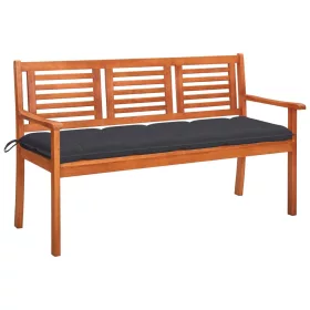    3 személyes tömör eukaliptuszfa kerti pad párnával 150 cm