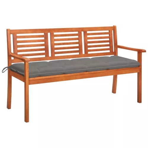 3 személyes tömör eukaliptuszfa kerti pad párnával 150 cm