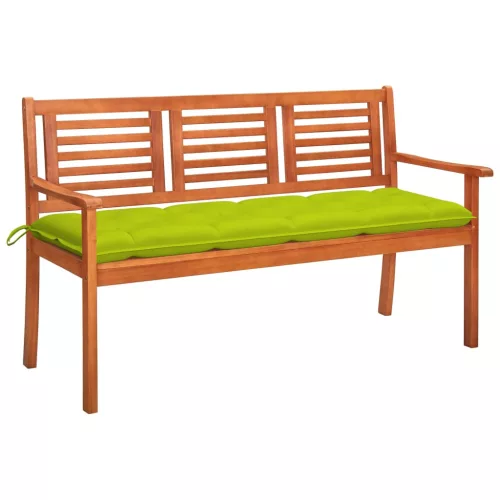  3 személyes tömör eukaliptuszfa kerti pad párnával 150 cm