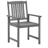  4 db szürke tömör akácfa kerti szék párnával