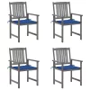  4 db szürke tömör akácfa kerti szék párnával  