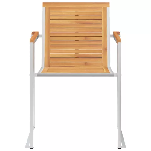  2 db tömör tíkfa és acél kerti szék párnával