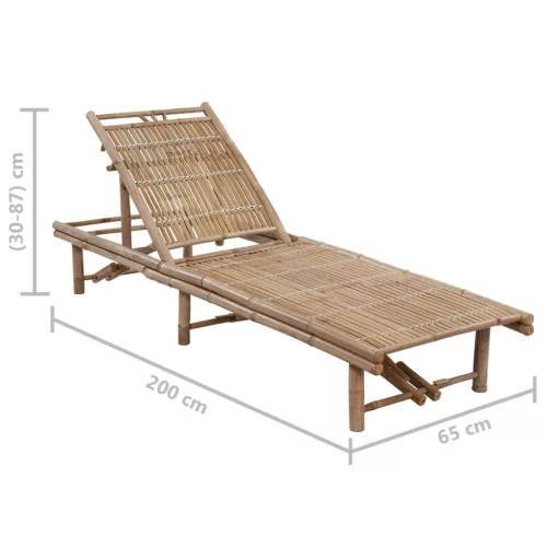  bambusz kerti napozóágy párnával