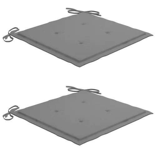  2 db tömör tíkfa kerti szék szürke párnákkal