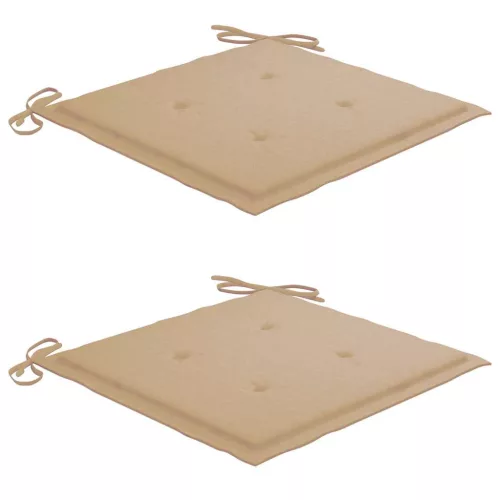  2 db tömör tíkfa kerti szék bézs párnákkal