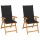  2 db tömör tíkfa kerti szék fekete párnákkal