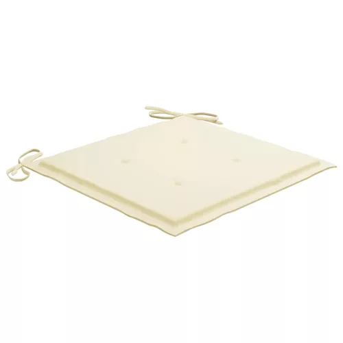  2 db tömör tíkfa kerti szék krémszínű párnákkal