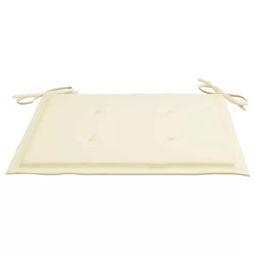  2 db tömör tíkfa kerti szék krémszínű párnákkal