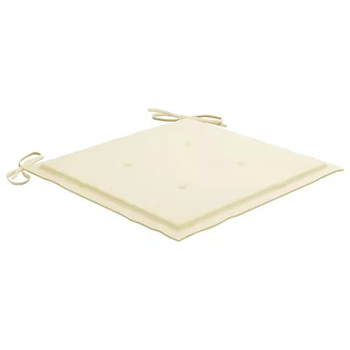  2 db tömör tíkfa kerti szék krémszínű párnákkal