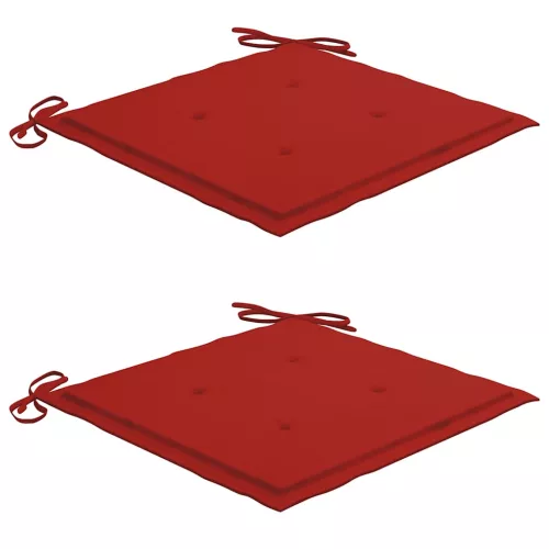  2 db tömör tíkfa kerti szék piros párnával