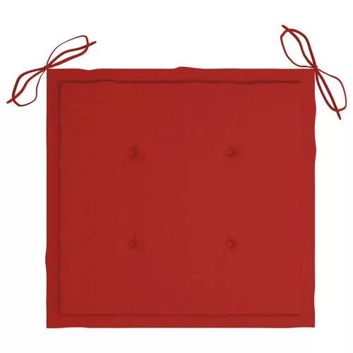  2 db tömör tíkfa kerti szék piros párnával