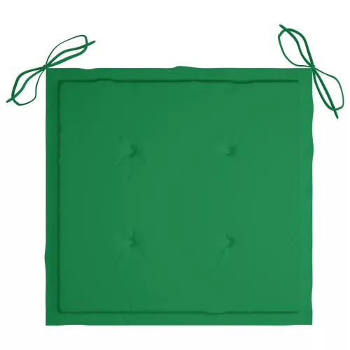  3 db tömör tíkfa kerti szék zöld párnával