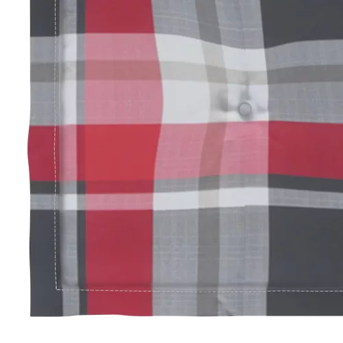  6 db tömör tíkfa kerti szék piros kockás párnával