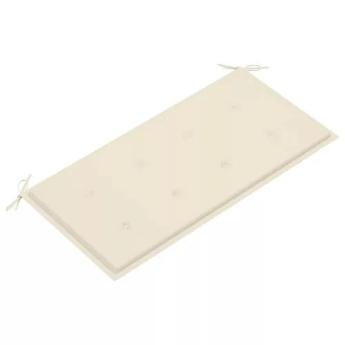  tömör tíkfa kerti pad krémszínű párnával 112 cm