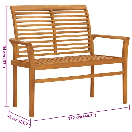  tömör tíkfa kerti pad krémszínű párnával 112 cm