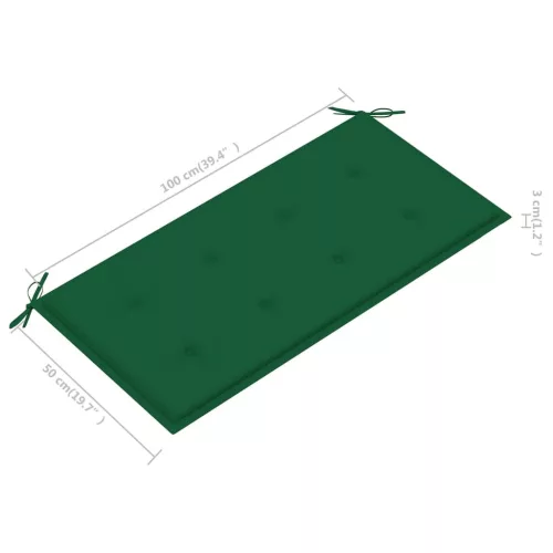 tömör tíkfa kerti pad zöld párnával 112 cm
