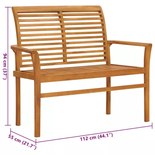  tömör tíkfa kerti pad bordó párnával 112 cm