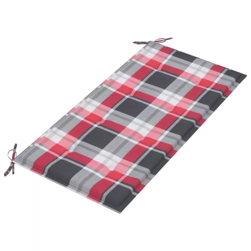  tömör tíkfa kerti pad piros kockás párnával 112 cm