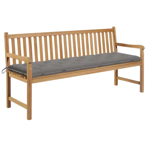  tömör tíkfa kerti pad szürke párnával 175 cm