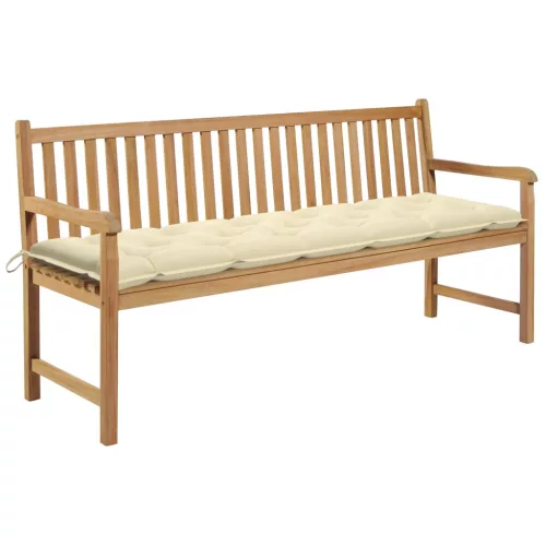  tömör tíkfa kerti pad krémfehér párnával 175 cm